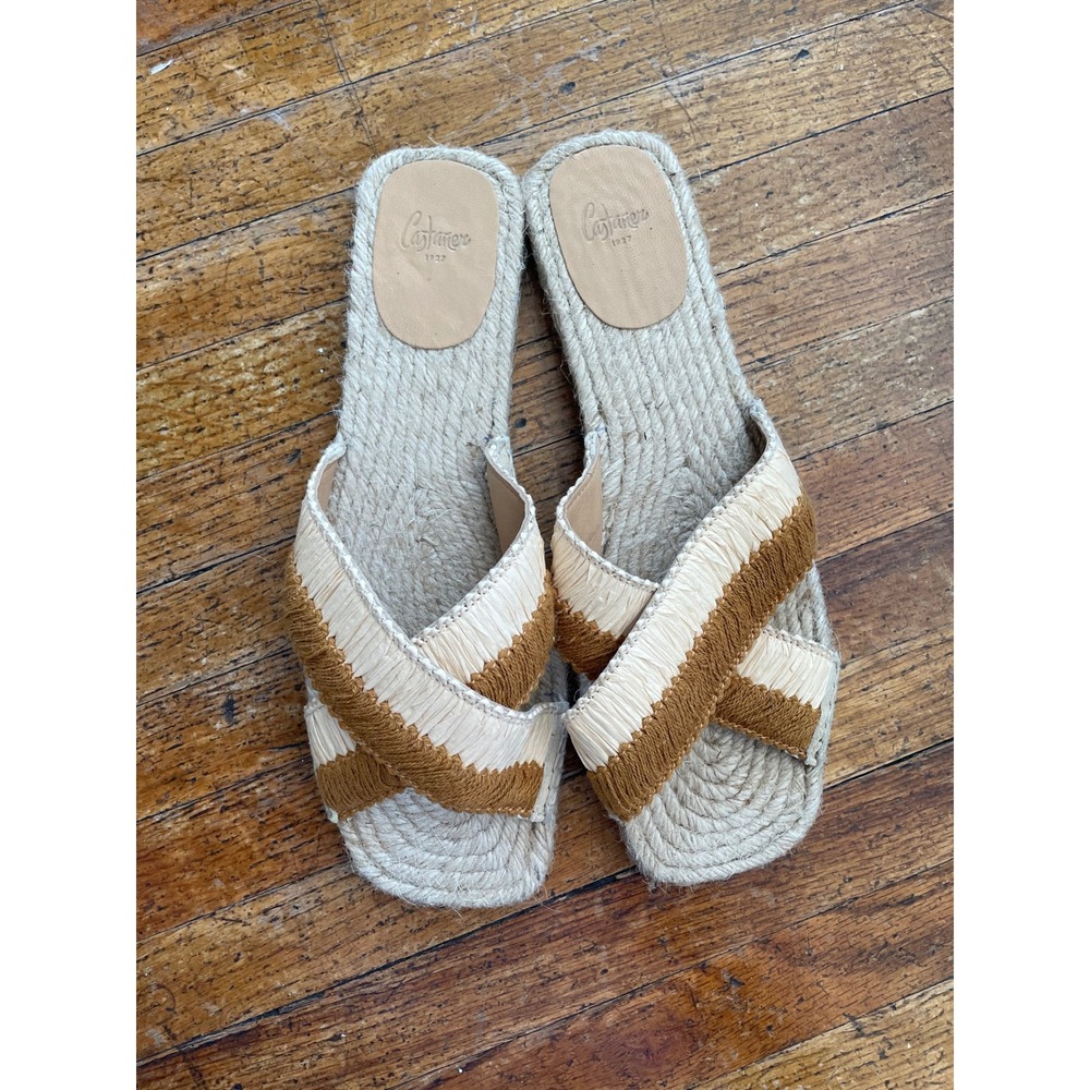 Castaner Espadrille Raffia Criss Cross Slide Sandals - Women's Designer Shoes - Picture 2 of 4